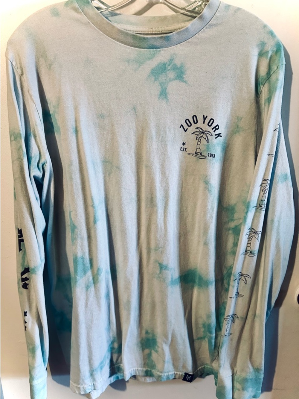 Zoo York Aqua Tie-Dye Palm Graphic Long Sleeve Tee